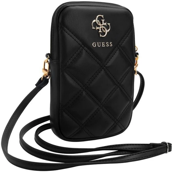 Guess PU Quilted 4G Metal Logo Wallet Phone Bag Zipper čierny - Popruhy a crossbody - Obrázok NA82000N01