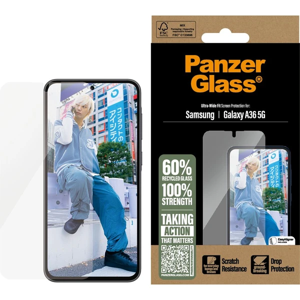 PanzerGlass® Ultra-Wide Fit sklo Samsung Galaxy A36 5G s inštalačným rámčekom - Ochranné fólie a sklo - Obrázok NAUC000K01