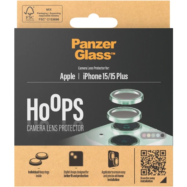 PanzerGlass HoOps ochranné krúžky Apple iPhone 15/15 Plus - zelený hliník - Ochranné fólie a sklo - Obrázok NBD1000O01