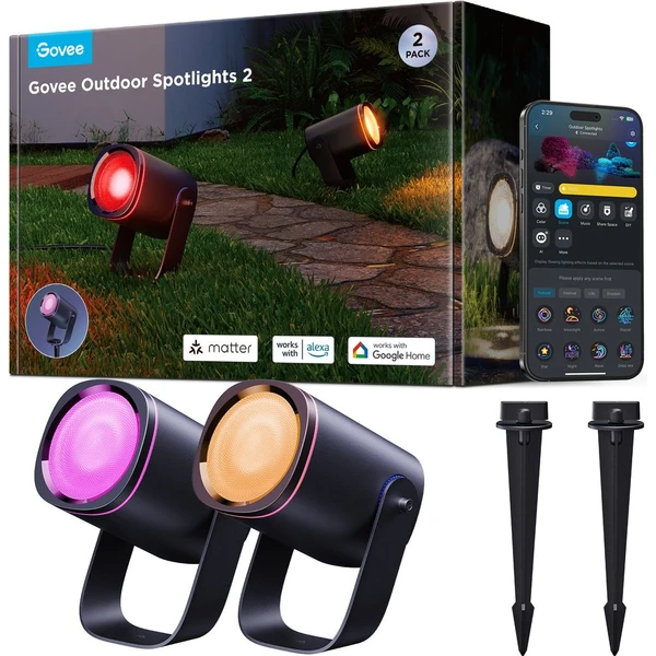 Govee RGBWW Smart záhradné reflektory 750lm 2ks Matter - Inteligentné osvetlenie - Hlavný obrázok