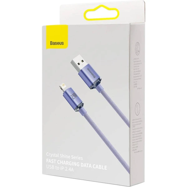 Baseus CAJY000005 Crystal Shine Series Dátový Kábel USB - Lightning 20W 1,2m Purple - Káble - Obrázok NBRL100501