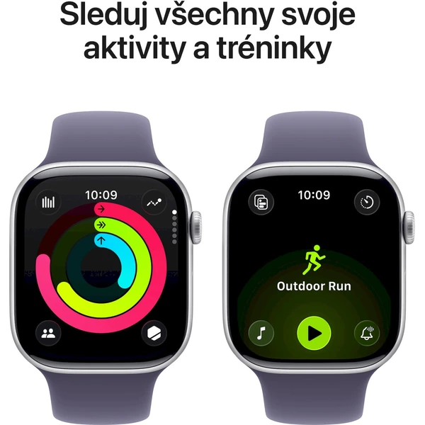 Apple Watch Series 11 Cellular (42mm) Strieborný hliník s hmlovo fialovým športovým remienkom M/L - Inteligentné hodinky - Obrázok NDQH000K01