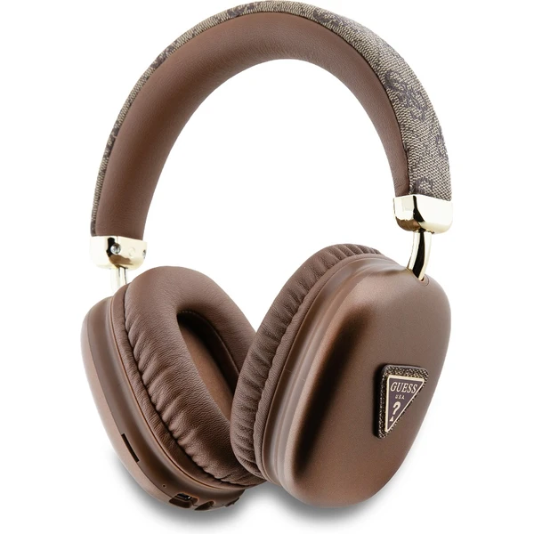 Guess PU Leather 4G Triangle Logo Bluetooth Stereo Headphone hnedé - Slúchadlá - Hlavný obrázok