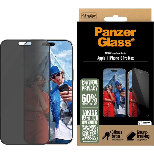 PanzerGlass® Privacy Apple iPhone 16 Pro Max s inštalačným rámčekom - Ochranné fólie a sklo - Obrázok NE08000P01