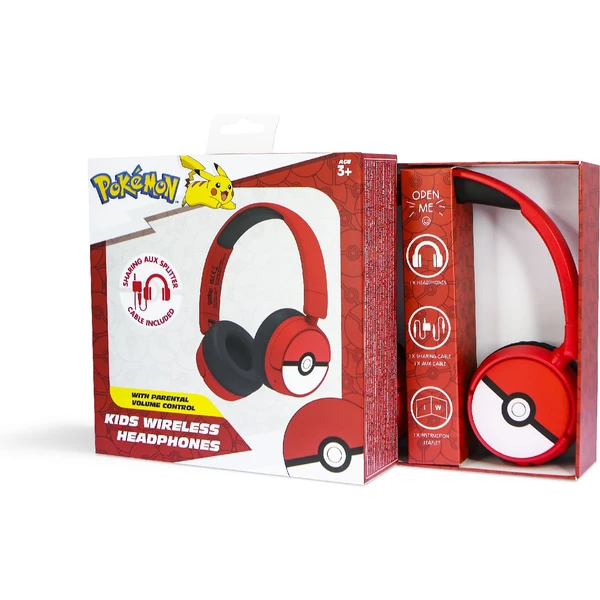 OTL bezdrôtové slúchadlá detské s motívom PokéBall červená - Slúchadlá - Obrázok NGTM100501