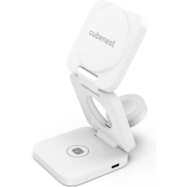 CubeNest E310 Fold 3v1 magnetická bezdrôtová nabíjačka biela - Nabíjačky - Obrázok NH90000L01