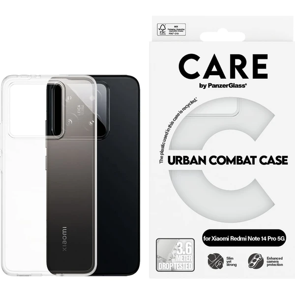 PanzerGlass® CARE kryt Xiaomi Redmi Note 14 Pro 5G/14 Pro+ 5G Urban Combat číry - Puzdra - Obrázok NJPE000N01