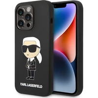Karl Lagerfeld Liquid Silicone Ikonik NFT Zadný Kryt pre iPhone 15 Pro Max Black - Puzdra