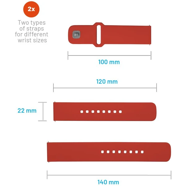 Set silikónových remienkov FIXED Silicone Sporty Strap s Quick Release 22mm pre smartwatch, červený - Remienky - Obrázok NMM2000O01