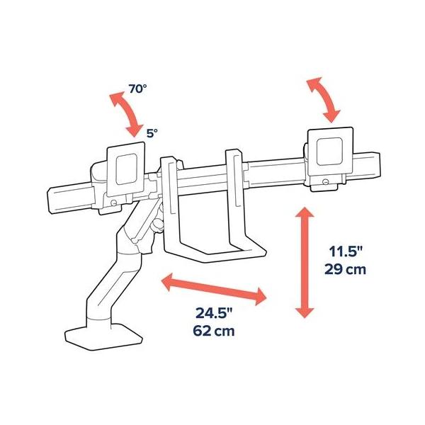 Ergotron HX Desk Stolové rameno pre 2 monitory 32" - Držiaky pre obrazovky - Obrázok NMMB100501