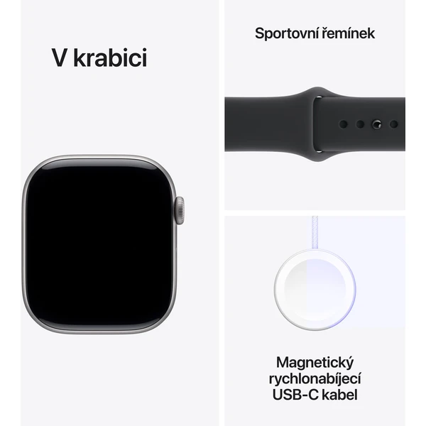 Apple Watch Series 11 (42mm) Vesmírne šedý hliník s čiernym športovým remienkom S/M - Inteligentné hodinky - Obrázok NNNH000K01
