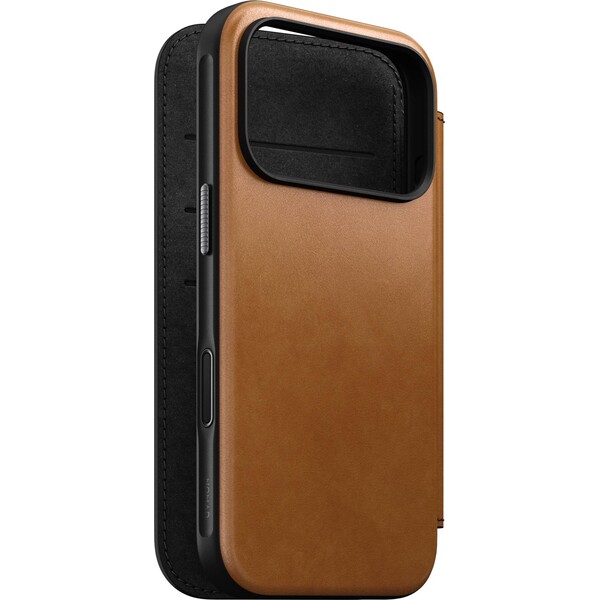 Nomad Modern Leather Folio MagSafe kožené puzdro iPhone 17 Pro English Tan