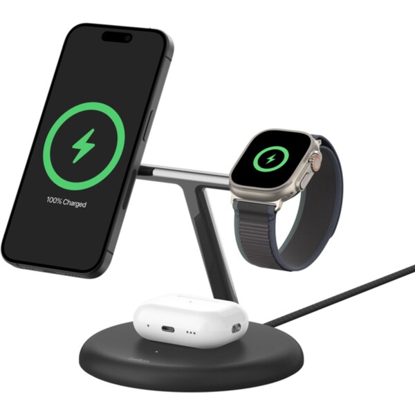 Belkin BOOST CHARGE™ PRE 15W MagSafe 3v1 (Qi2) nabíjacia stanica čierna