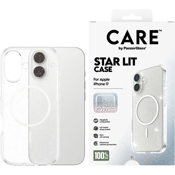 PanzerGlass® CARE Star Lit kryt s MagSafe Apple iPhone 17 trblietavý/biely - Puzdra - Obrázok NQDH000K01