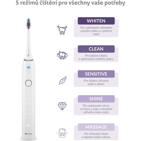 TrueLife SonicBrush Clean70 UV sonická kefka biela - Zubné kefky - Obrázok NQUL000K01