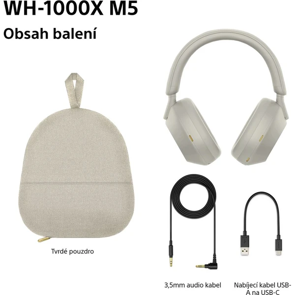 Sony WH-1000XM5 bezdrôtové slúchadlá strieborné - Slúchadlá - Obrázok NT2H000K01