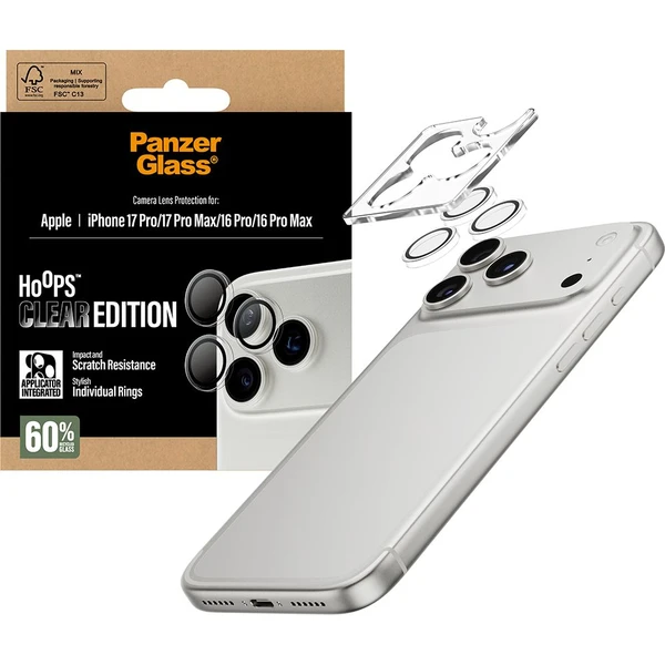 PanzerGlass® Hoops sklá Apple iPhone 17 Pro/16 Pro/15 Pro/17 Pro Max/16 Pro Max/15 Pro Max číre - Ochranné fólie a sklo - Obrázok NWEH000K01