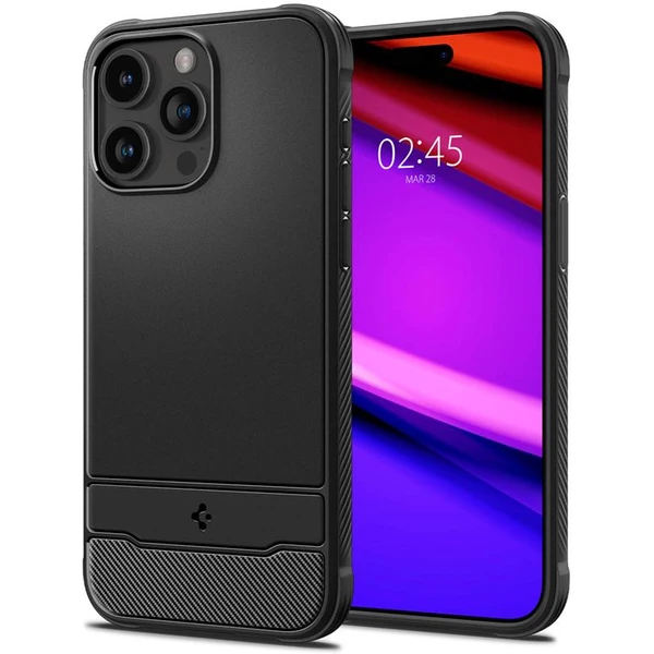 Spigen Rugged Armor MagFit iPhone 15 Pro Max matne čierny - Puzdra - Obrázok NWW8000601