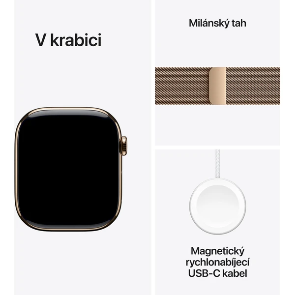 Apple Watch Series 11 Cellular (46mm) Zlatý titán so zlatým milánskym ťahom M/L - Inteligentné hodinky - Obrázok NYRH000K01