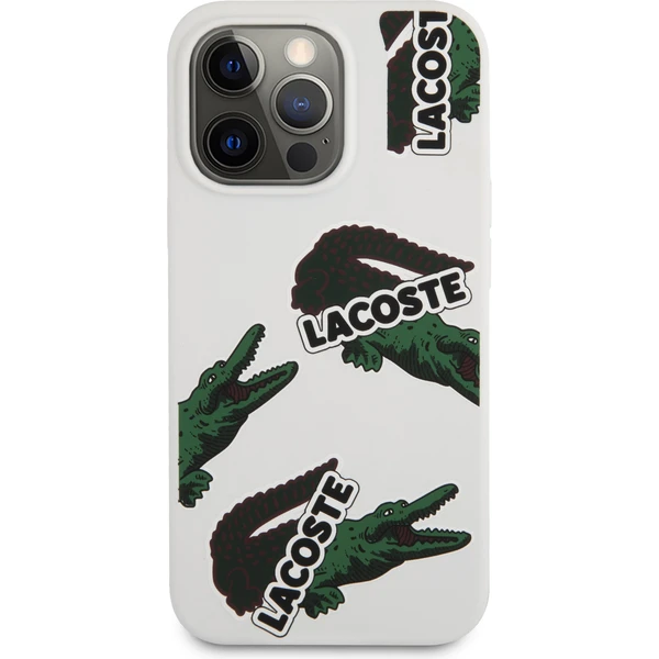 Lacoste Liquid Silicone Allover Pattern Kryt pre iPhone 13 Pro Max White - Puzdra - Obrázok NYXRF00101