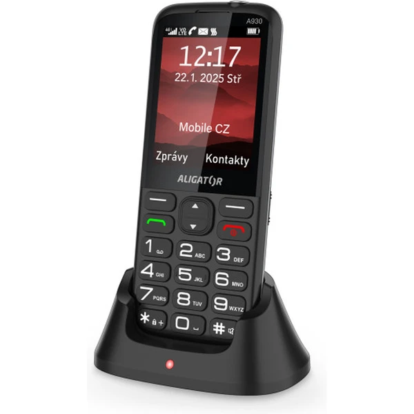 Aligator A930 GPS 4G Senior mobilný telefón s aplikáciou Záchranka (s nabíjacím stojanom) čierny - Mobilné telefóny - Obrázok O02C000P01