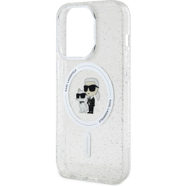 Karl Lagerfeld IML Glitter Karl a Choupette MagSafe Kryt iPhone 15 Pre číry - Puzdra - Obrázok O0X4000701