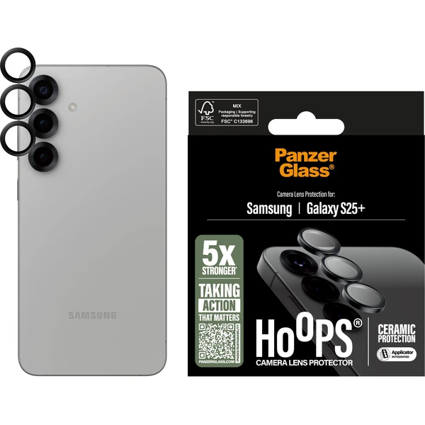 PanzerGlass® Hoops® Ceramic Samsung Galaxy S25+ čierne ochranné krúžky pre šošovky fotoaparátu - Ochranné fólie a sklo - Obrázok O1FC000J01