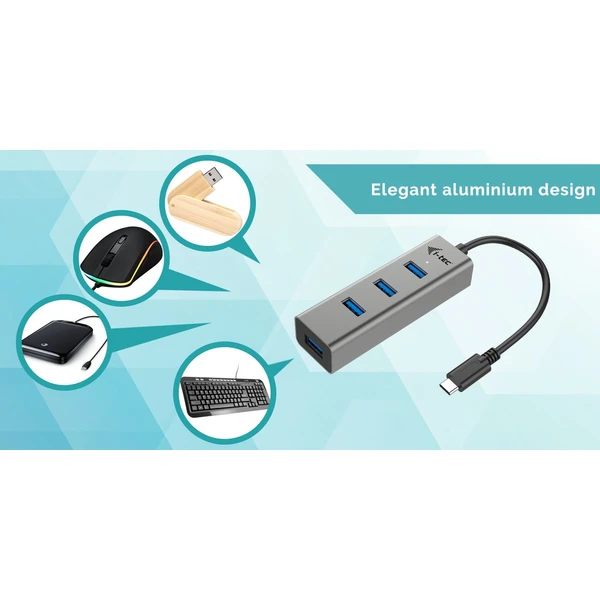 i-tec USB-C Metal HUB 4x USB 3.0 - USB huby - Obrázok O1HA000501