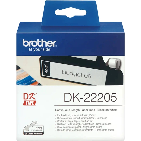 Brother DK-22205 papierová rolka s čiernou tlačou na bielom podklade dĺžka 30,48 m šírka 62 mm  - Pásky pre štítkovače - Obrázok O1I9000P01