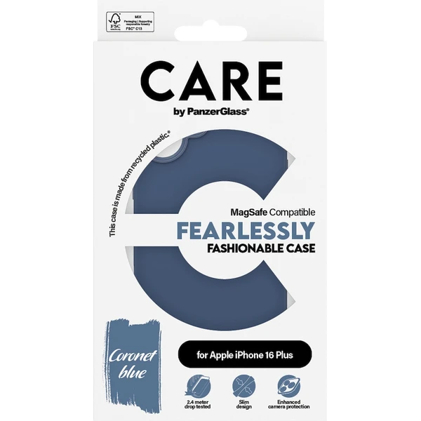 PanzerGlass® CARE kryt Apple iPhone 16 Plus MagSafe Fearlessly modrý - Puzdra - Obrázok O208000P01