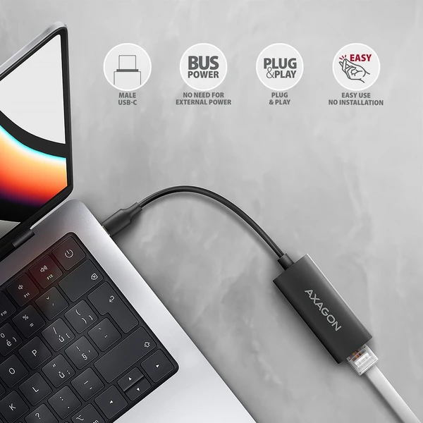 AXAGON ADE-ARC USB-C Gigabit Ethernet sieťová karta - Sieťové karty - Obrázok O2P2000J01