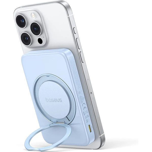 Powerbanka Baseus PicoGo Qi2 s otočným stojanom a bezdrôtovým nabíjaním 5000mAh 20W USB-C modrá - Powerbanky - Obrázok O3AE000N01