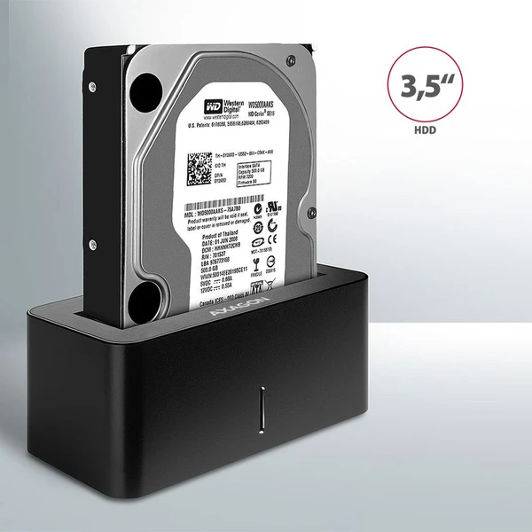 AXAGON ADSASN USB 3.2 Gen1 SATA 6G 2.5'/3.5' HDD/SSD dokovacia stanica - Externé boxy - Obrázok O3GV000501