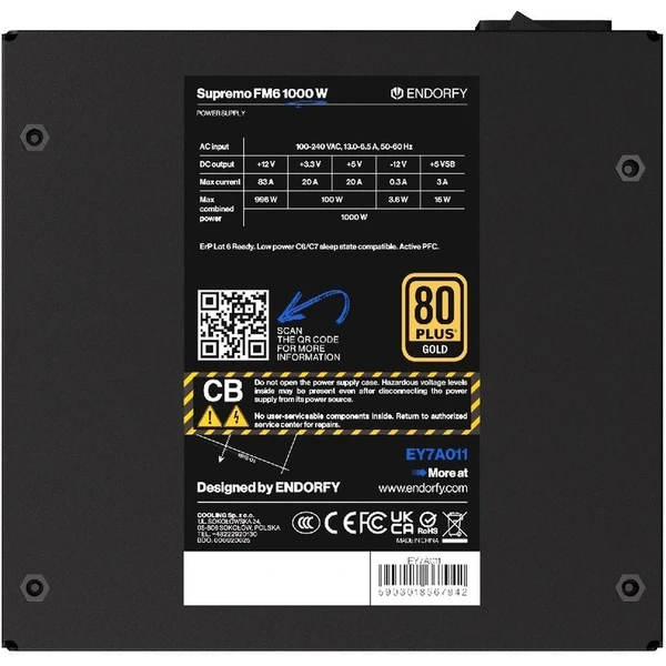 Endorfy Supremo FM6 Gold 1000W - Zdroje - Obrázok O3YC000K01