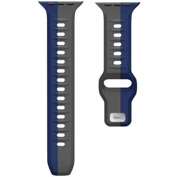 CubeNest Premium Silicon Band remienok Apple Watch 42-49 mm sivý/tmavo modrý - Remienky - Obrázok O4UD000O01