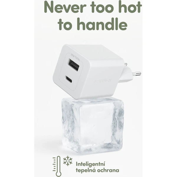 PanzerGlass® empower nabíjačka Turbo GaN (35 W) 1x USB-C + 1x USB-A, biela - Nabíjačky - Obrázok O53J000K01