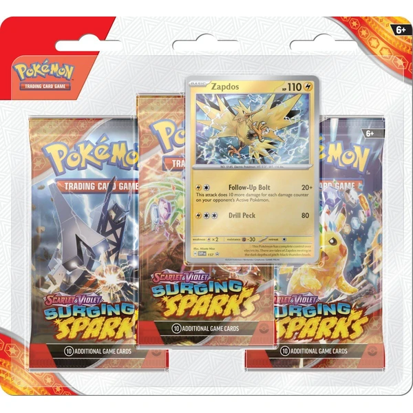 Pokémon TCG: SV08 Surging Sparks - 3 Blister Booster - Pokémon karty - Obrázok O5H7000K01