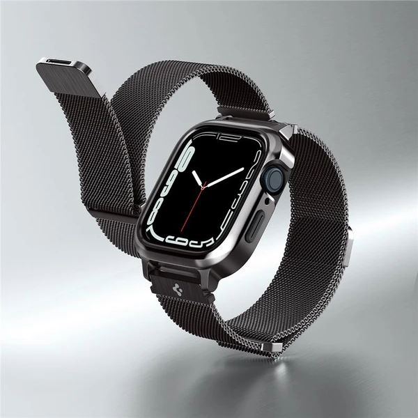 Spigen Metal Fit Pro remienok s puzdrom Apple Watch 9/8/7 (45mm) grafitový - Remienky - Obrázok O7D5000L01