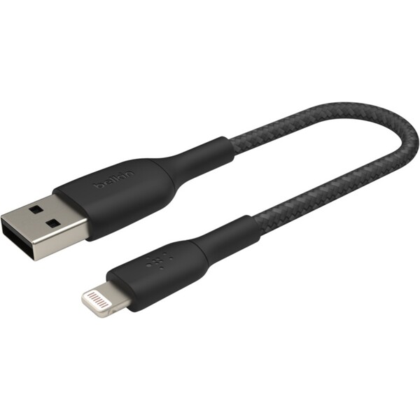 Belkin BOOST Charge Braided Lightning/USB-A odolný kábel, 15cm, čierny