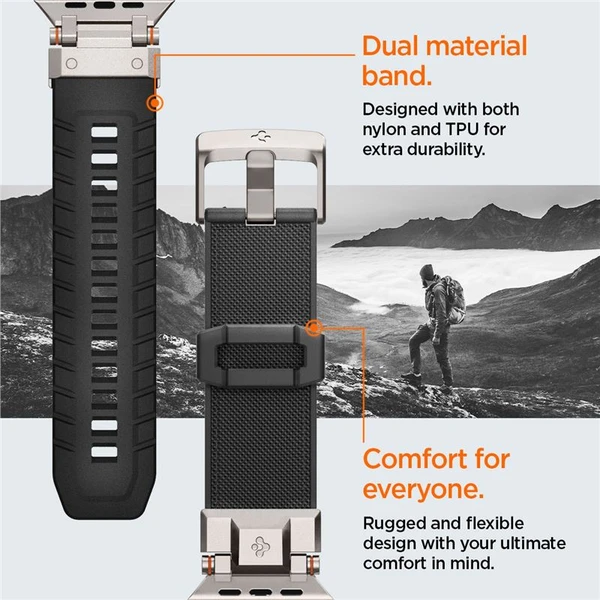 Spigen DuraPro Armor remienok Apple Watch Ultra 49/46/45/44/42mm strieborný/čierny - Remienky - Obrázok O8N5000701