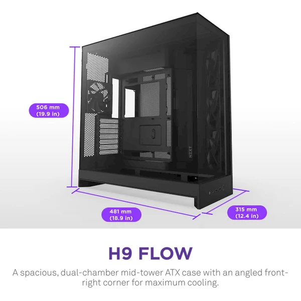 NZXT H9 Flow čierna - Počítačové skrine - Obrázok O97K000K01