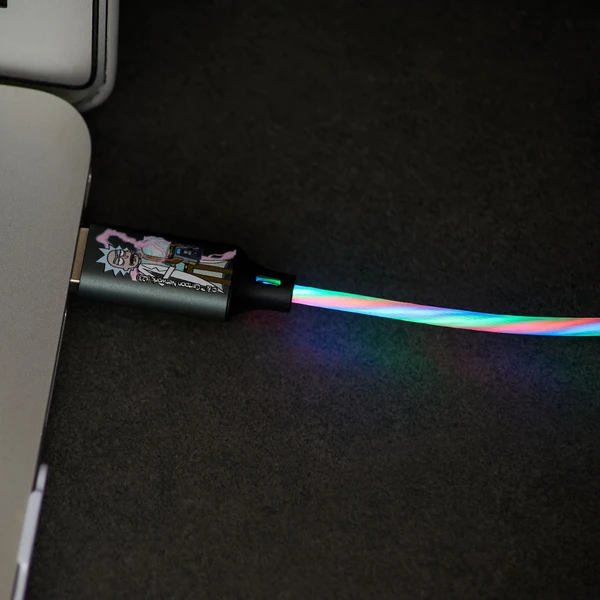 Lazerbuilt Rick & Morty - Šok! USB-A/USB-C svietiaci napájací kábel 10W 1,2m biely - Káble a redukcie - Obrázok OA7H000K01