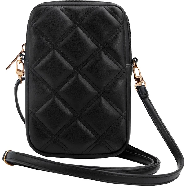 Guess PU Quilted 4G Metal Logo Wallet Phone Bag Zipper čierny - Popruhy a crossbody - Obrázok OA82000N01