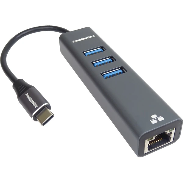 PremiumCord 4v1 USB-C Hub antracitový - USB huby - Hlavný obrázok