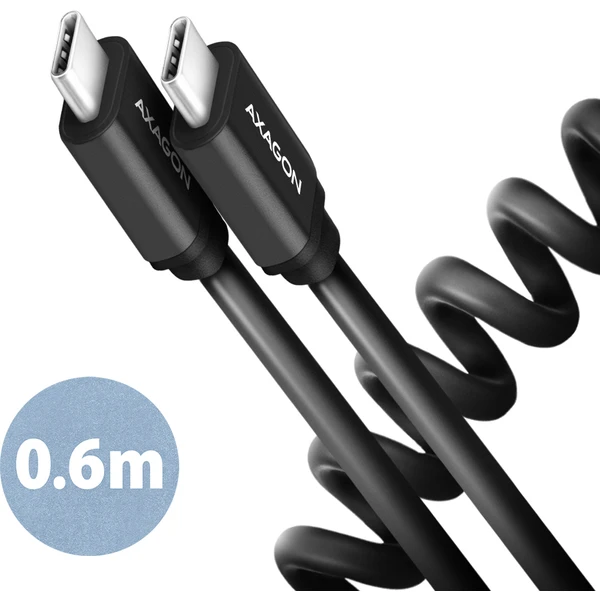 AXAGON BUCM-CM10TB TWISTER USB-C/USB-C napájací kábel 60W 0,6m čierny - Káble a redukcie - Hlavný obrázok