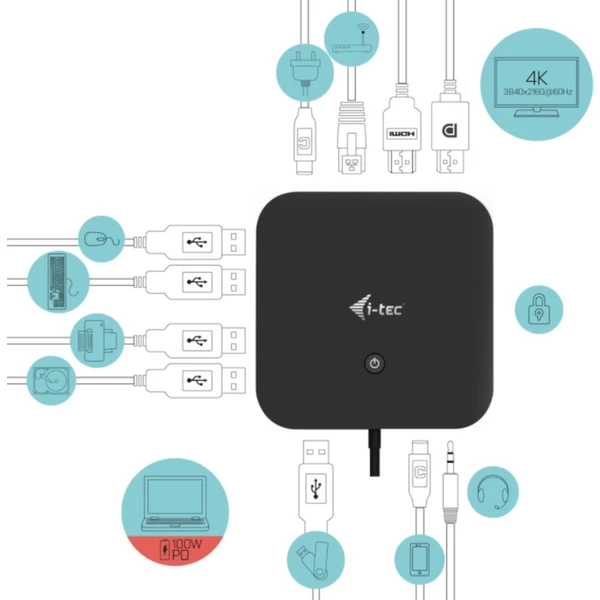 i-tec USB-C HDMI DP Docking Station with Power Delivery 100 W - Dokovacie stanice - Obrázok OBUW600301