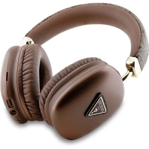 Guess PU Leather 4G Triangle Logo Bluetooth Stereo Headphone hnedé - Slúchadlá - Obrázok ODR2000N01