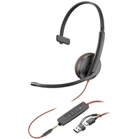 Poly Blackwire 3215 Monaural USB-C Headset +3.5mm Plug + USB-C/A Adapter - Slúchadlá