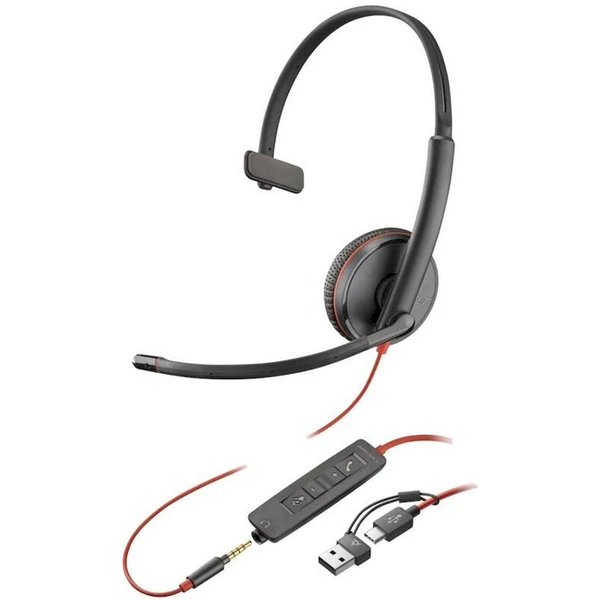 Poly Blackwire 3215 Monaural USB-C Headset +3.5mm Plug + USB-C/A Adapter - Slúchadlá - Hlavný obrázok