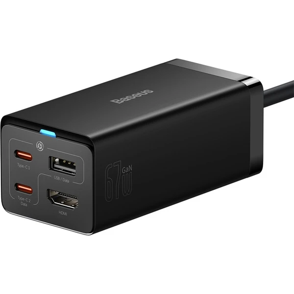 Rýchlonabíjačka do siete Baseus GaN5 Pro 67W 2xUSB-C/USB-A/HDMI čierna a USB-C kábel 100W 1m - Nabíjačky - Hlavný obrázok
